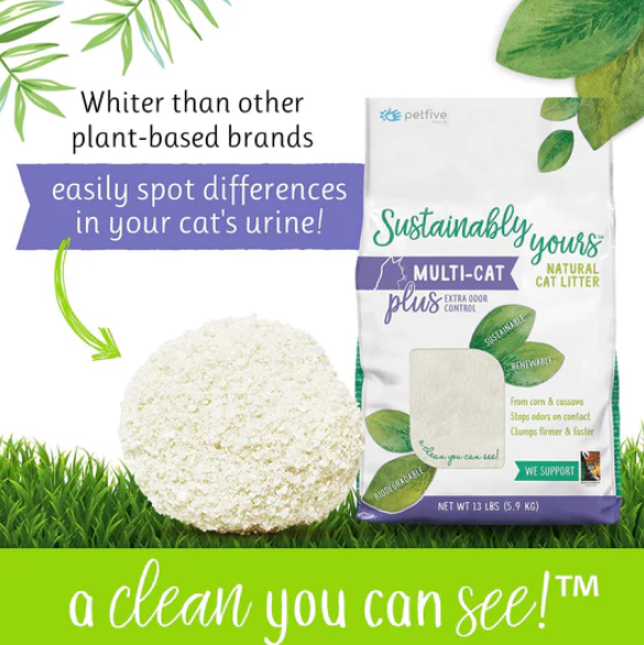 Sustainably Yours Natural Cat Litter Plus - 13lb /5.9 Kgs