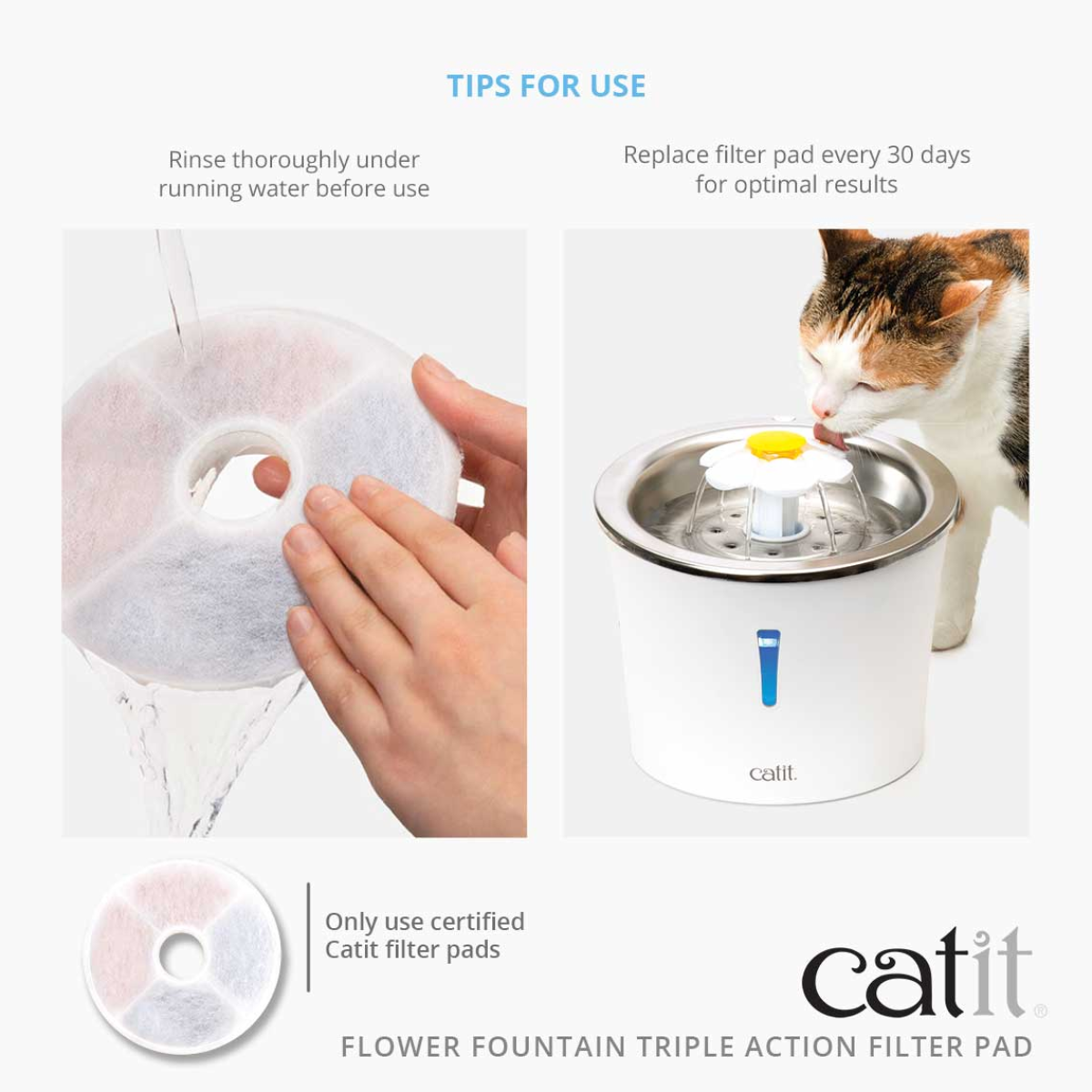 Catit Flower Fountain Triple Action Filter Pad, 2pcs