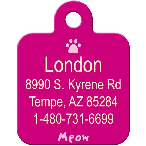 ID Tag - Meow Pink Small Square