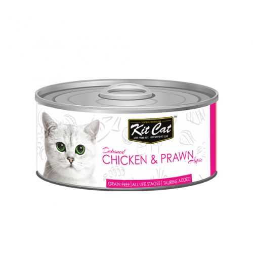 Kit Cat Deboned Chicken & Prawn Aspic Wet Food 80g can