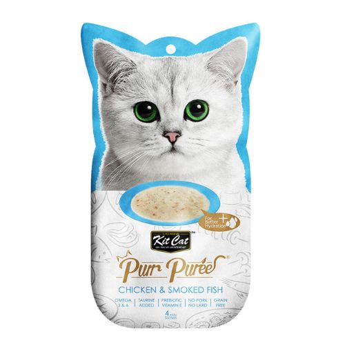 Kit Cat Purr Puree Chicken & Smoked Fish Treats 15g x 4 sachets