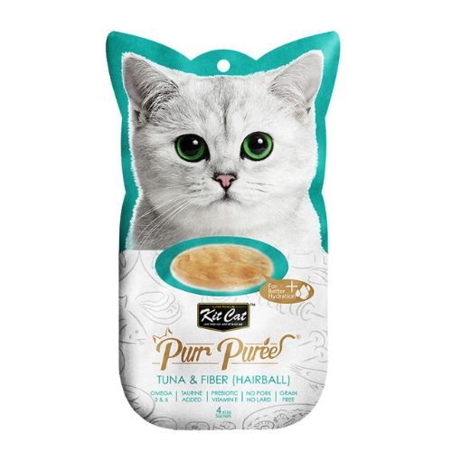 Kit Cat Purr Puree Tuna & Fiber (Hairball) Treats 15g x 4 sachets