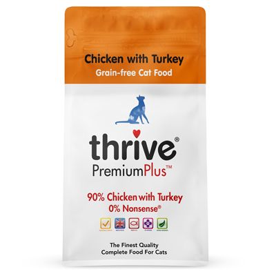 Thrive Chicken With Turkey Dry Food for Cats. 90 % Chicken with Turkey, 0% Nonsense