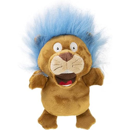 GoDog Silent Squeak Crazy Hairs Lion With Chew Guard Technology Durable Plush Dog Toy