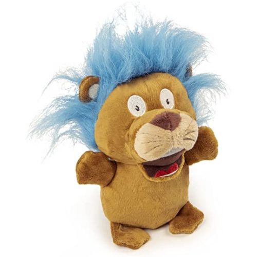 GoDog Silent Squeak Crazy Hairs Lion With Chew Guard Technology Durable Plush Dog Toy