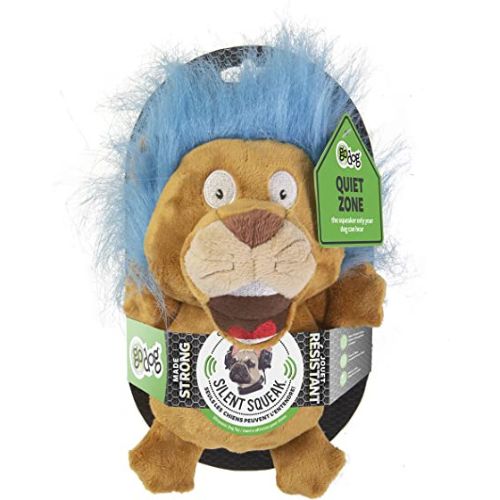 GoDog Silent Squeak Crazy Hairs Lion With Chew Guard Technology Durable Plush Dog Toy