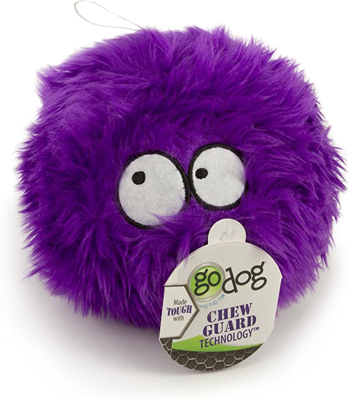 GoDog Furballz With Chew Guard Technology Durable Plush Squeaker Dog Toy Purple