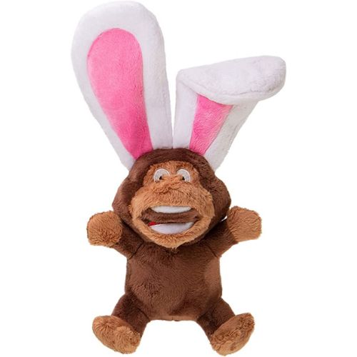 GoDog Silent Squeak Flips Monkey Rabbit With Chew Guard Technology Durable Dog Toy