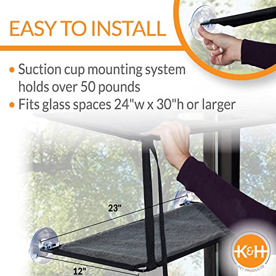 K&H Ez Mount Window Double Stack Kitty Sill - Gray