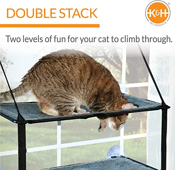 K&H Ez Mount Window Double Stack Kitty Sill - Gray