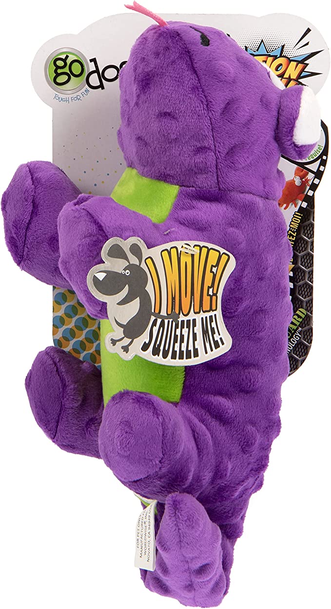 GoDog Action Plush Lizard With Chew Guard Technology Animated Squeaker Dog Toy