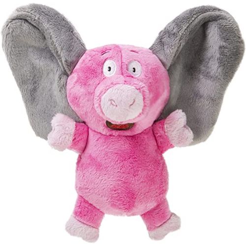 GoDog Silent Squeak Flips Pig Elephant With Chew Guard Technology Durable Dog Toy