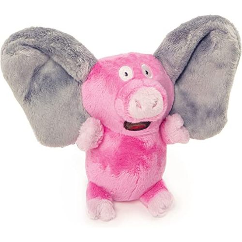 GoDog Silent Squeak Flips Pig Elephant With Chew Guard Technology Durable Dog Toy