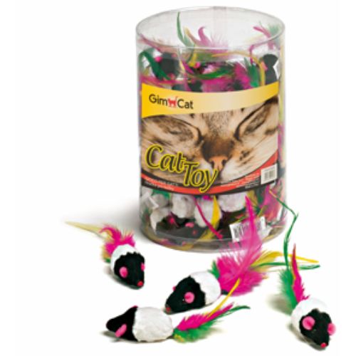 GimCat Tube Mice With Feathers Cat Toy Assorted (10pcs)