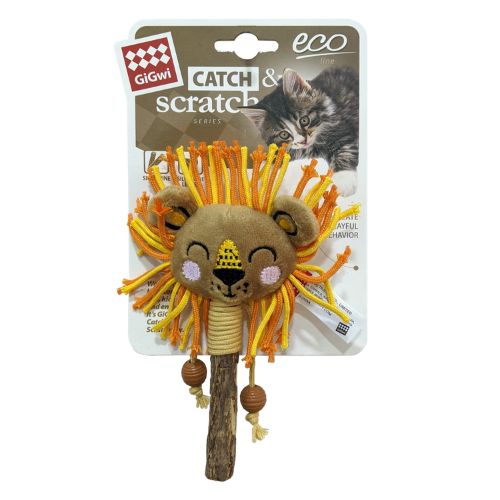 GiGwi Lion Catch & Scratch Eco line with Slivervine Leaves and Stick