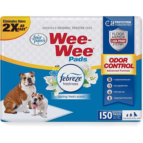 Four Paws Wee-Wee Odor Control Pads with Febreze Spring Fresh Scent