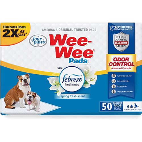 Four Paws Wee-Wee Odor Control Pads with Febreze Spring Fresh Scent